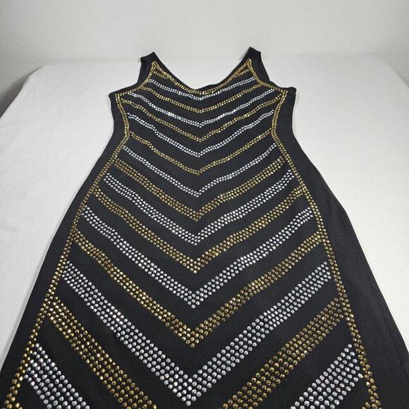Carmen Marc Valvo Black and Gold Sequin Dress Size Small - Picture 3 of 12